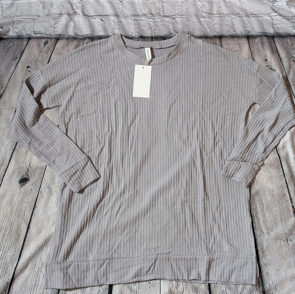Brushed Thermal Crew Neck Long Sleeve Side Slit